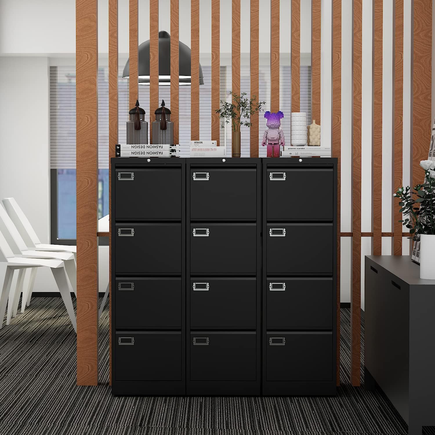4 Drawers Vertical File Cabinets - Lateral Filing Cabinets - Metal Steel Lockable Storage Cabinets for Home Office to Hanging Files Letter/Legal/F4/A4 Size - Image 2