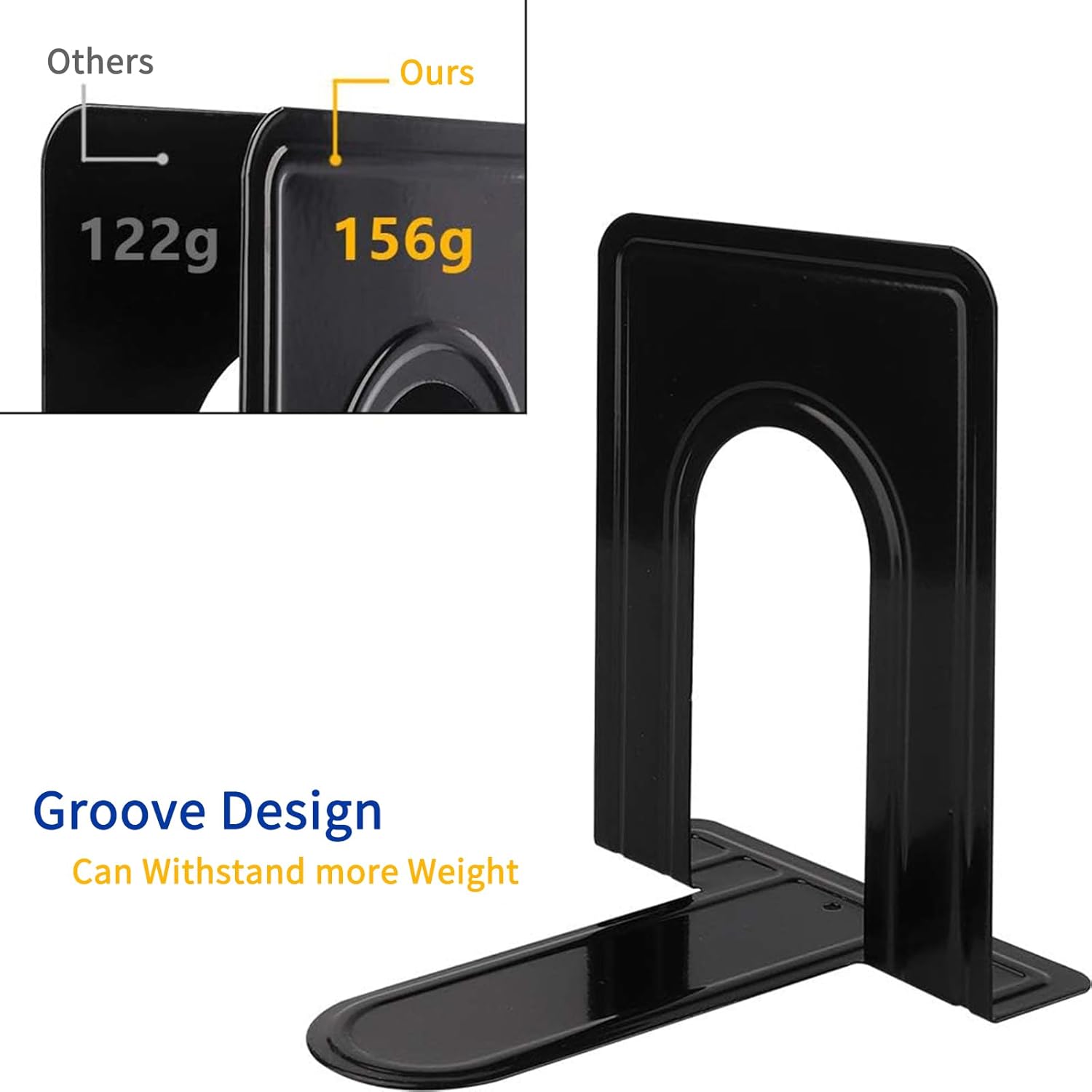 Jekkis 20pcs Book Ends Metal Bookends for Shelves, 6.6"x 5.7"x 5" Black Heavy Duty Bookends for Nonskid Bookend Supports Plain Large Bookends, Library Office Home, 10 Pair - Image 3