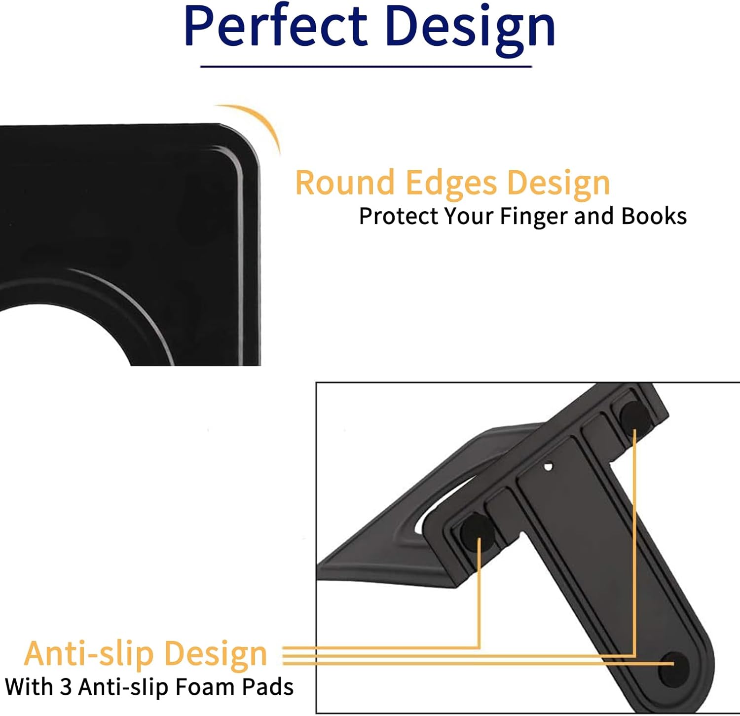 Jekkis 20pcs Book Ends Metal Bookends for Shelves, 6.6"x 5.7"x 5" Black Heavy Duty Bookends for Nonskid Bookend Supports Plain Large Bookends, Library Office Home, 10 Pair - Image 4