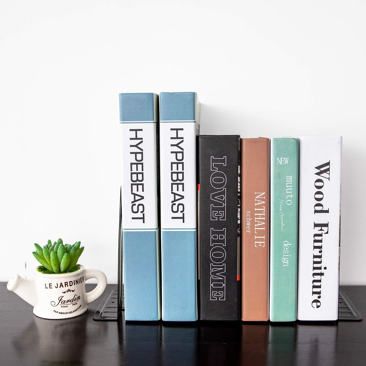 Jekkis 20pcs Book Ends Metal Bookends for Shelves, 6.6"x 5.7"x 5" Black Heavy Duty Bookends for Nonskid Bookend Supports Plain Large Bookends, Library Office Home, 10 Pair - Image 7