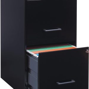 Lorell 14341 18 Deep 2-Drawer File Cabinet, Black