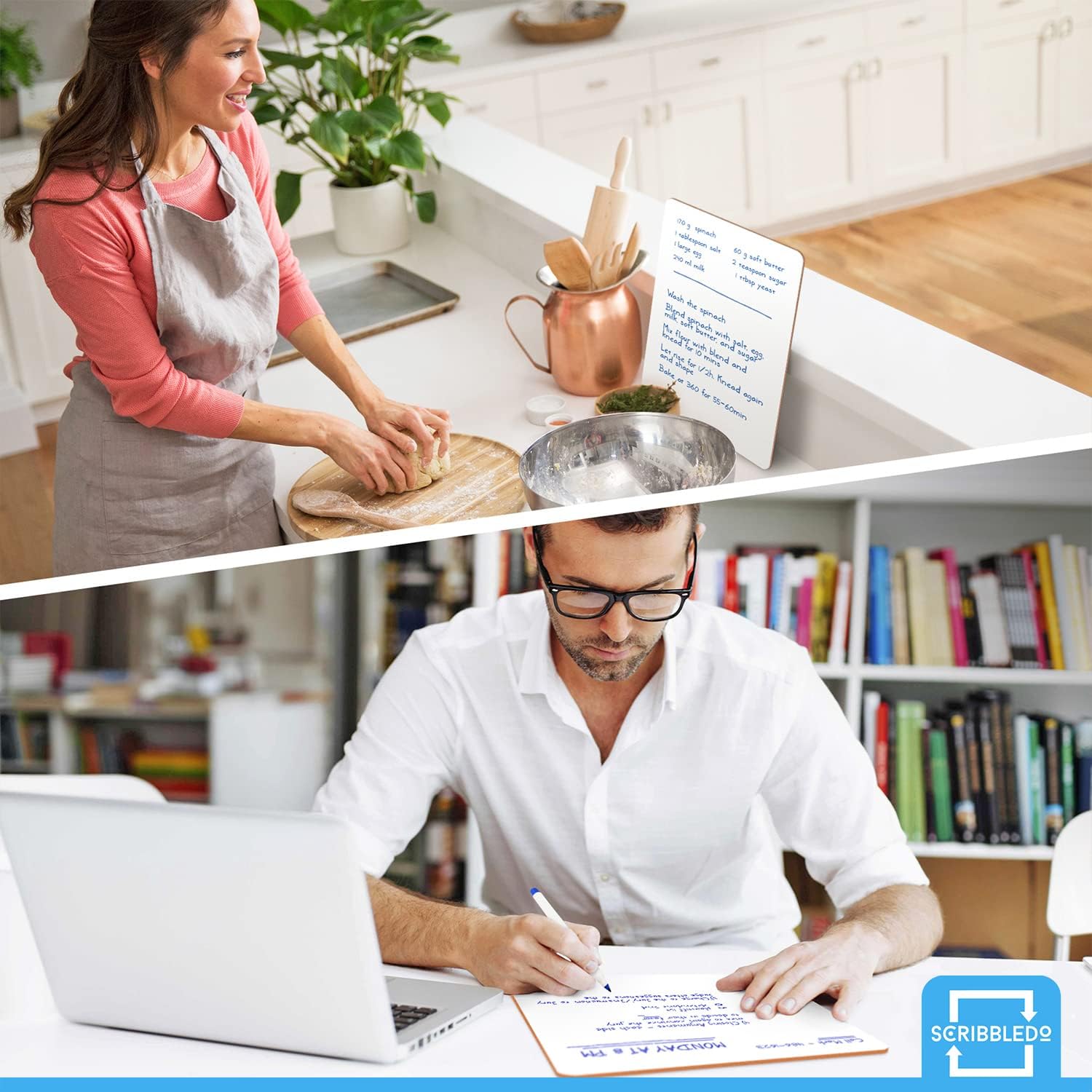 Scribbledo 6 Pack Small White Board Dry Erase Boards Classroom Pack Mini White Boards 9" x12” Personal Whiteboards for Students Teachers School Supplies Lapboards l 6 Mini Whiteboard Erasers Included - Image 4