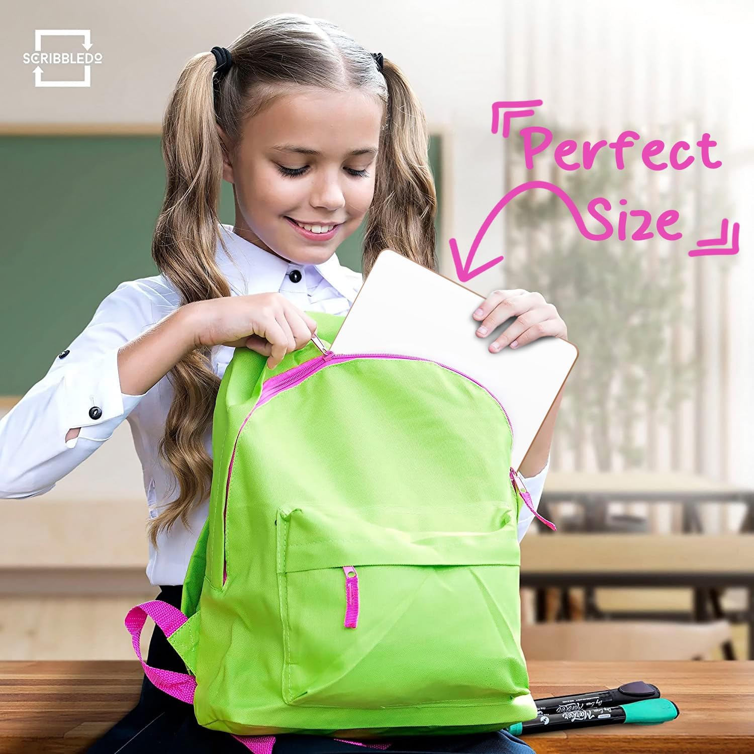 Scribbledo 6 Pack Small White Board Dry Erase Boards Classroom Pack Mini White Boards 9" x12” Personal Whiteboards for Students Teachers School Supplies Lapboards l 6 Mini Whiteboard Erasers Included - Image 5