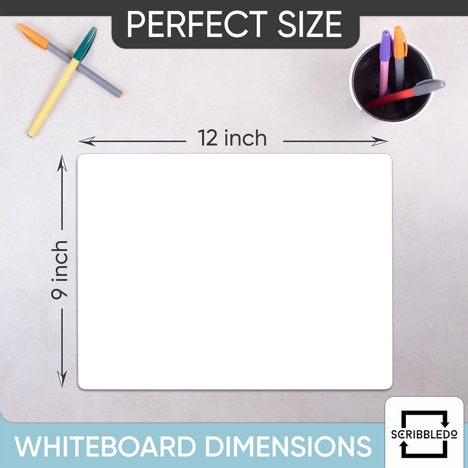 Scribbledo 6 Pack Small White Board Dry Erase Boards Classroom Pack Mini White Boards 9" x12” Personal Whiteboards for Students Teachers School Supplies Lapboards l 6 Mini Whiteboard Erasers Included - Image 6
