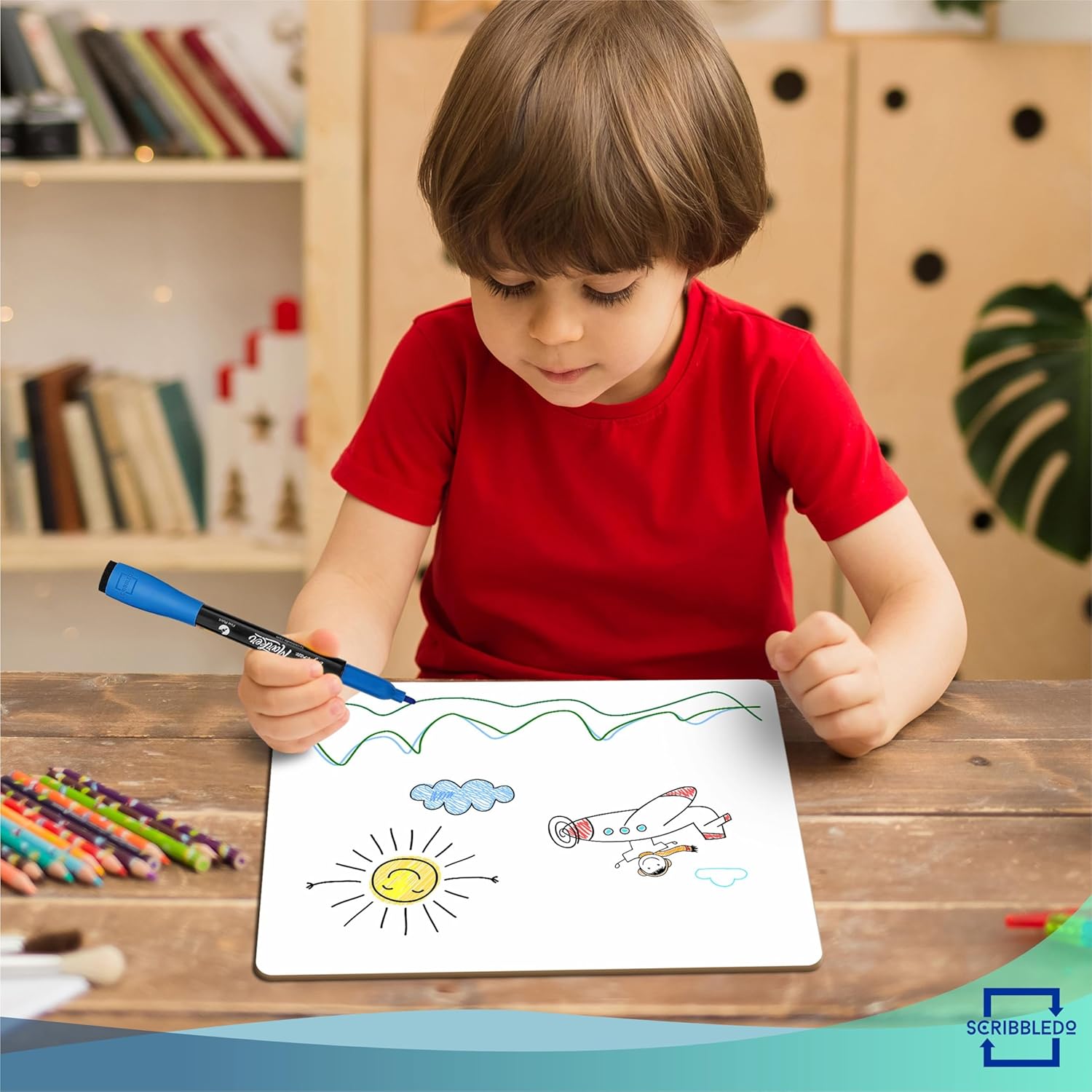 Scribbledo 6 Pack Small White Board Dry Erase Boards Classroom Pack Mini White Boards 9" x12” Personal Whiteboards for Students Teachers School Supplies Lapboards l 6 Mini Whiteboard Erasers Included - Image 8