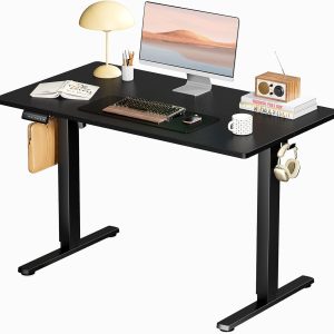 SMUG Standing Desk, Adjustable Height Electric Sit Stand Up Down Computer Table, 40x24 Inch Ergonomic Rising Desks for Work Office Home, Modern Lift Motorized Desktop Workstation, Black