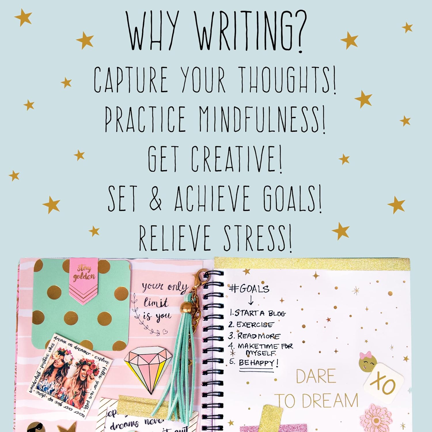 STMT D.I.Y. Dreamers Become Doers Journaling Set, Stationery Set, Bullet Journal Kit, Journaling Kit, Journals for Teen Girls, DIY Journal Set for Girls Ages - 8+ - Image 5